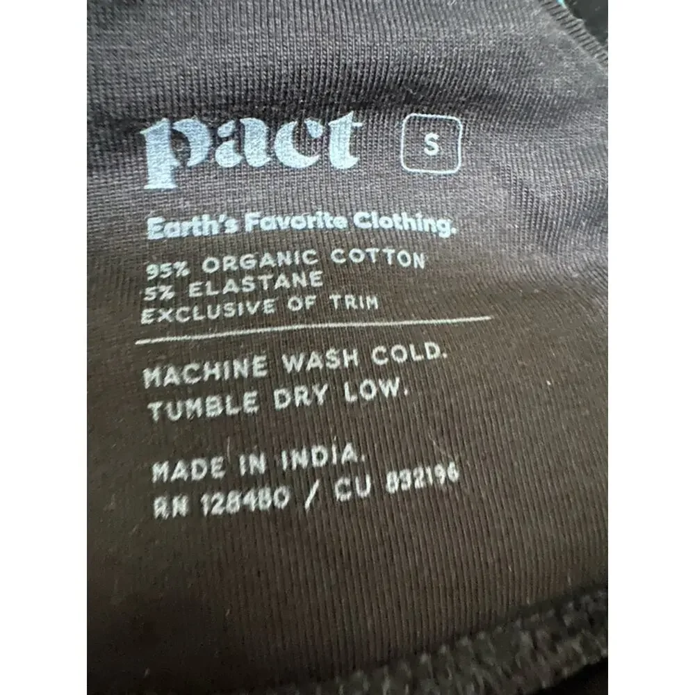 NWT Pact Sz S Black Organic Cotton Pretty Plunge Lace Trim Wireless Bralette - Picture 8 of 9
